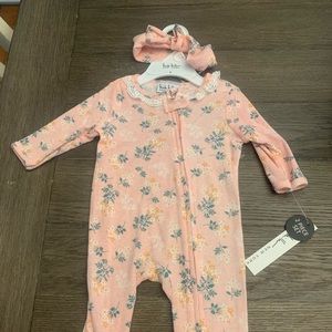 Baby girl pajamas with matching headband